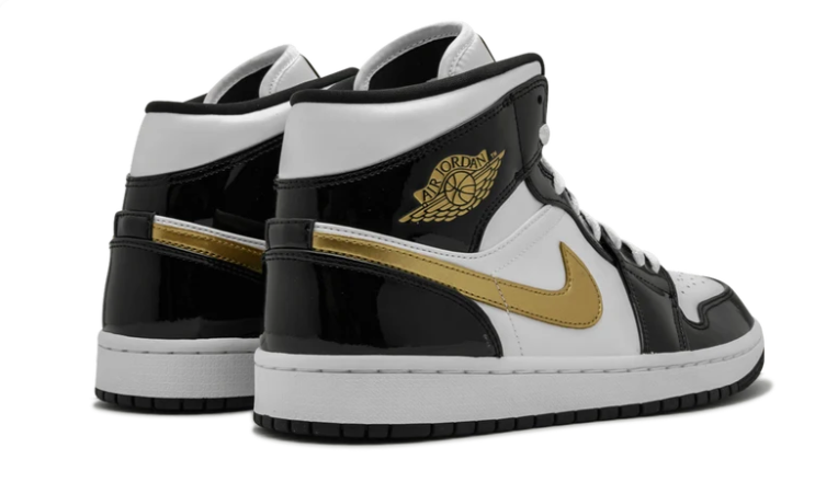 Air Jordan 1 Mid SE Black Gold Patent Leather 852542 007